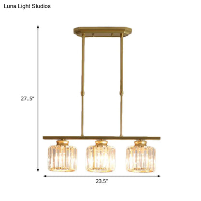 DecorBites™ Crystal Shaded Ceiling Pendant Light for Modern Dining Room in Brass