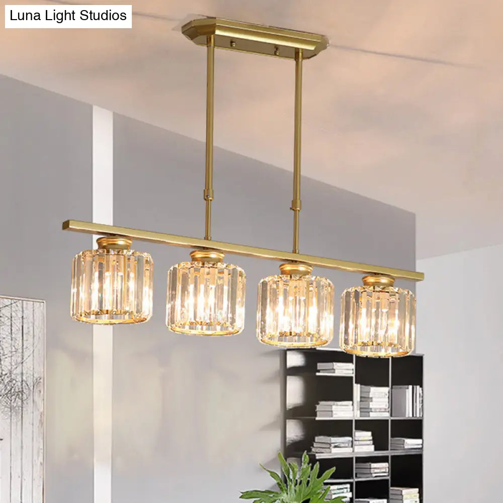 DecorBites™ Crystal Shaded Ceiling Pendant Light for Modern Dining Room in Brass