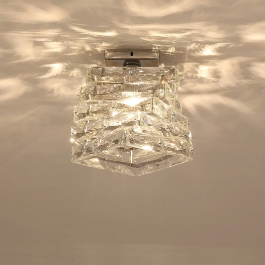 Lámpara de techo cuadrada espiral de cristal DecorBites™ - Moderna, de 1 luz, semiempotrada para pasillos