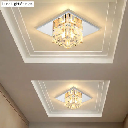 Lámpara de techo LED cuadrada de cristal DecorBites™ en cromo para pasillo