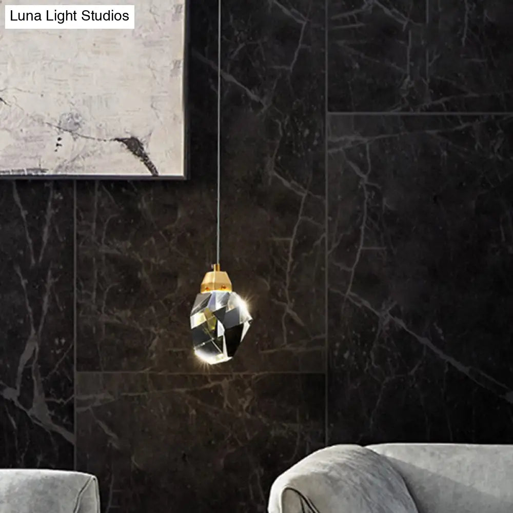 Lámpara colgante DecorBites™ con forma de piedra de cristal, estilo contemporáneo, iluminación descendente, color dorado