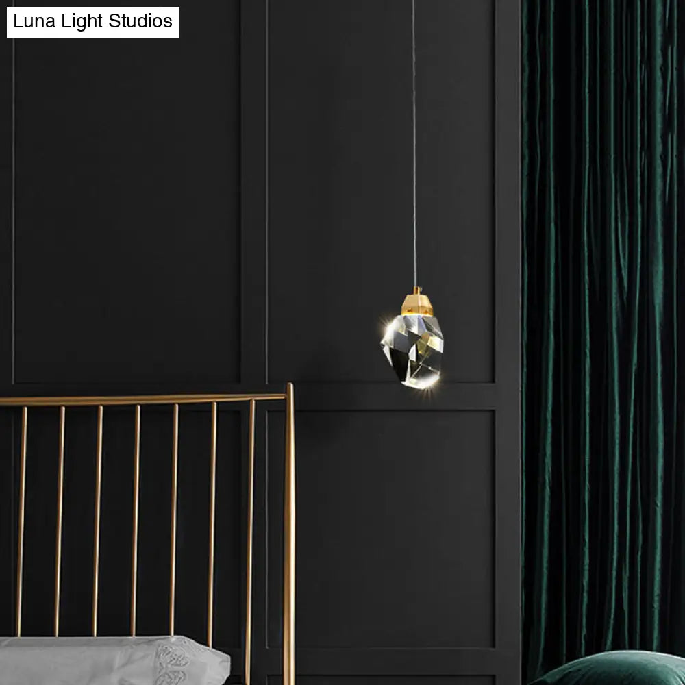 Lámpara colgante DecorBites™ con forma de piedra de cristal, estilo contemporáneo, iluminación descendente, color dorado