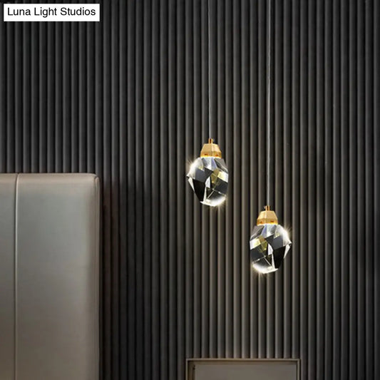 DecorBites™ Crystal Stone-Shape Pendant Light Fixture Contemporary Style Down Lighting Pendant in Gold