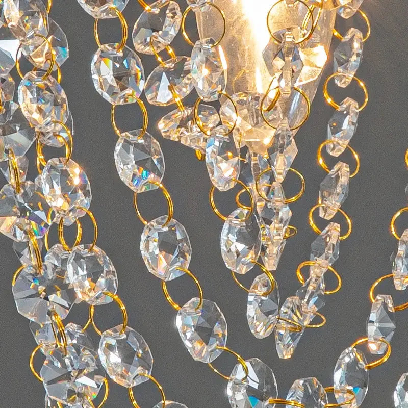 Clear faceted crystal beads on gold toned rings in decorbites crystal sun flower ceiling light chandelier