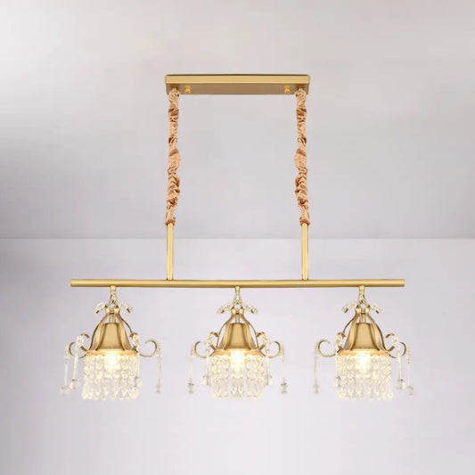 DecorBites™ Crystal Teardrop Island Pendant Light with Gold Cylinder and 3 Heads