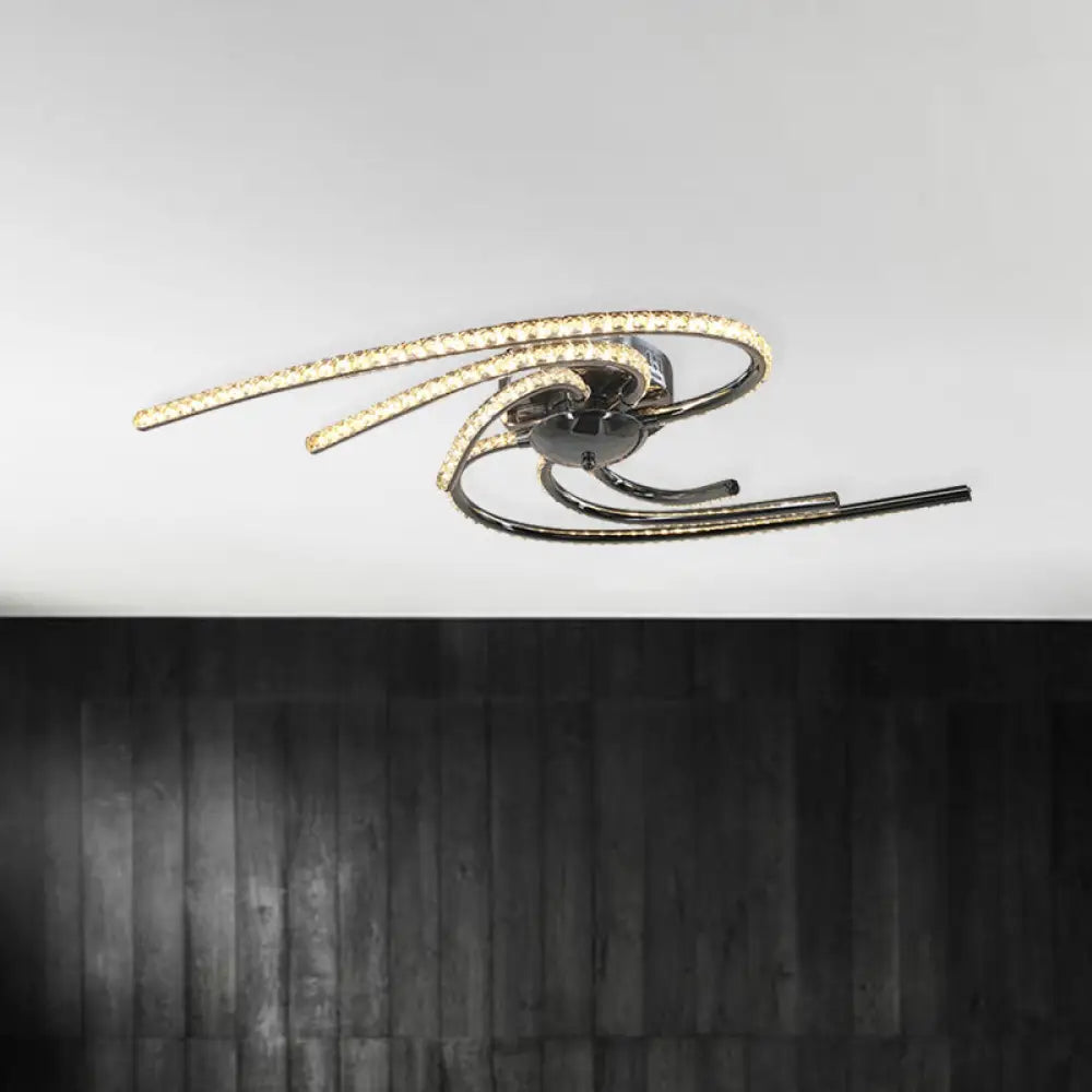 DecorBites™ DecorBites™ Crystal Twist Flush Light - Minimalist 6-Light Flush Mount in Chrome, Warm/White Illumination