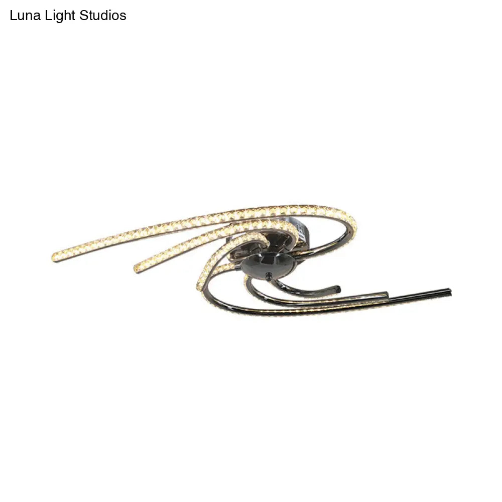 DecorBites™ DecorBites™ Crystal Twist Flush Light - Minimalist 6-Light Flush Mount in Chrome, Warm/White Illumination