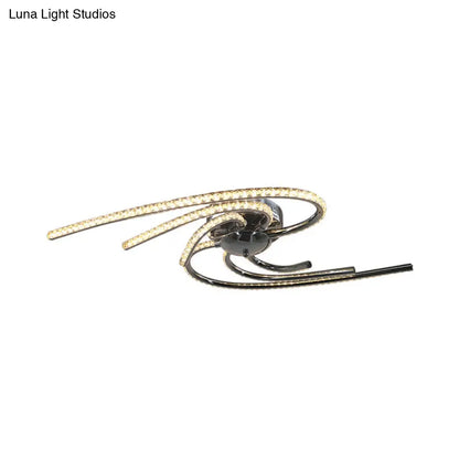 DecorBites™ DecorBites™ Crystal Twist Flush Light - Minimalist 6-Light Flush Mount in Chrome, Warm/White Illumination