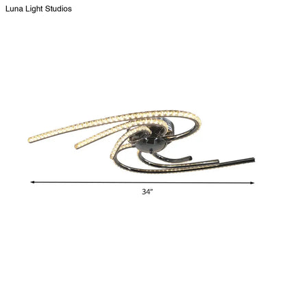 DecorBites™ DecorBites™ Crystal Twist Flush Light - Minimalist 6-Light Flush Mount in Chrome, Warm/White Illumination