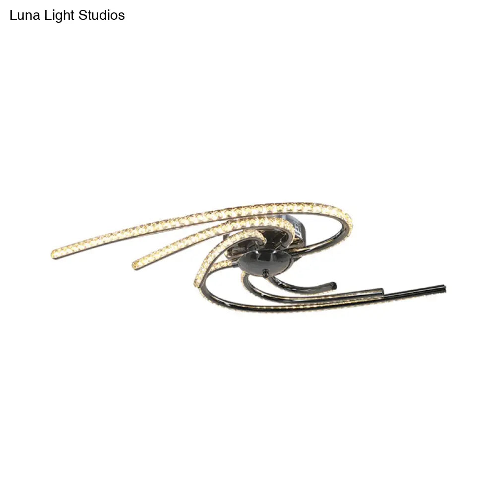 DecorBites™ DecorBites™ Crystal Twist Flush Light - Minimalist 6-Light Flush Mount in Chrome, Warm/White Illumination