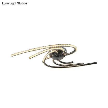 DecorBites™ DecorBites™ Crystal Twist Flush Light - Minimalist 6-Light Flush Mount in Chrome, Warm/White Illumination