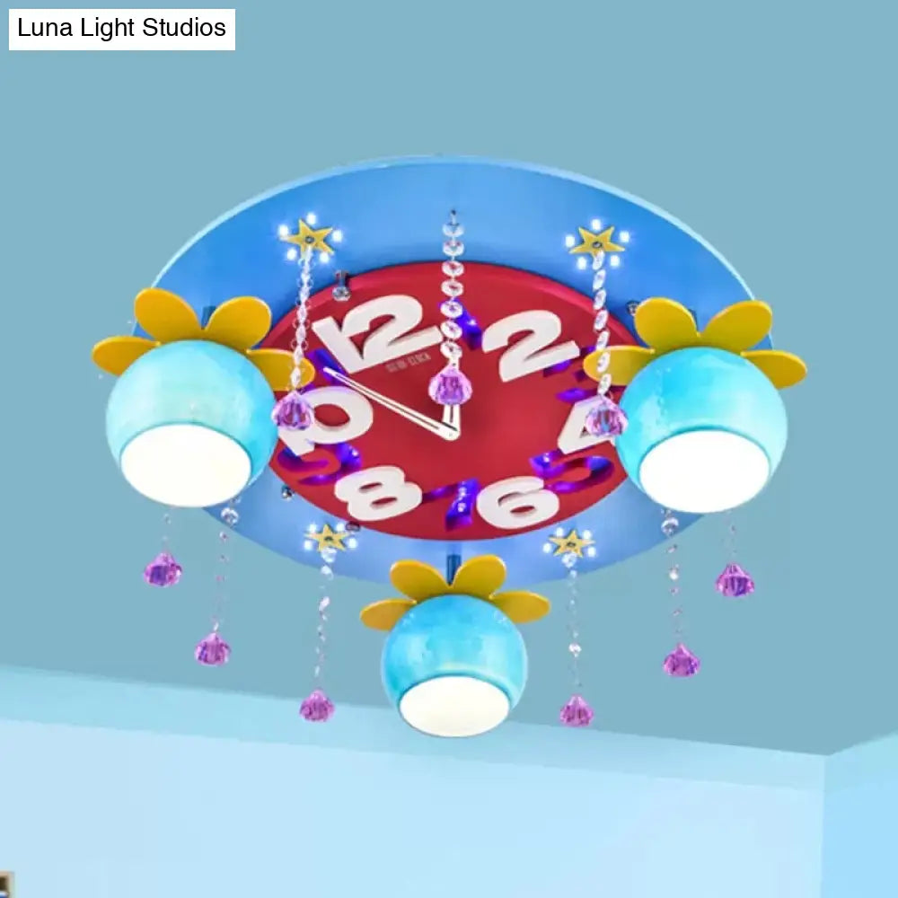 DecorBites™ DecorBites™ Crystal Wood Kid Bedroom Ceiling Mount Light with 3 Head Creative Lamp