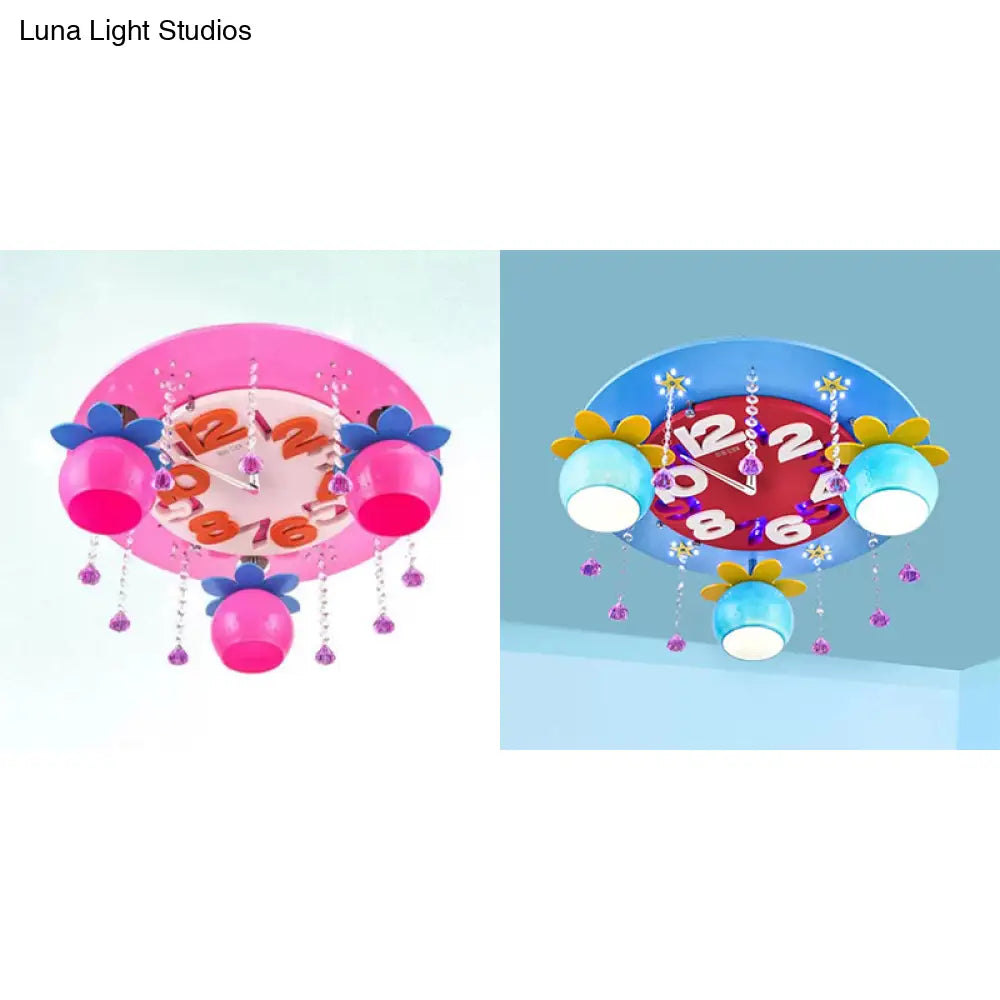 DecorBites™ DecorBites™ Crystal Wood Kid Bedroom Ceiling Mount Light with 3 Head Creative Lamp