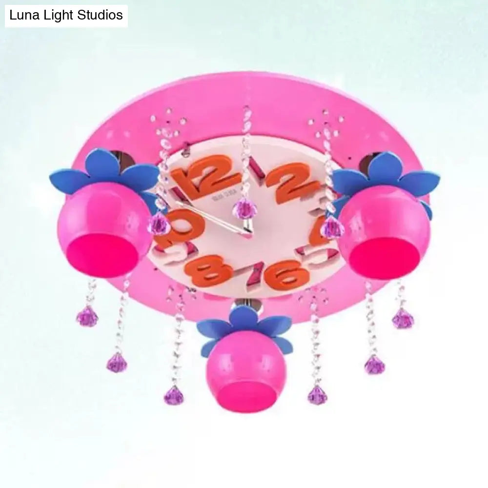 DecorBites™ DecorBites™ Crystal Wood Kid Bedroom Ceiling Mount Light with 3 Head Creative Lamp