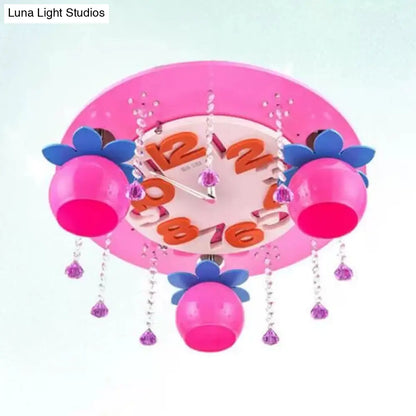 DecorBites™ DecorBites™ Crystal Wood Kid Bedroom Ceiling Mount Light with 3 Head Creative Lamp