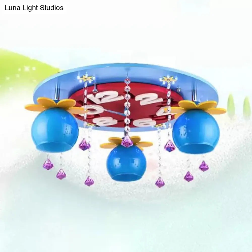 DecorBites™ DecorBites™ Crystal Wood Kid Bedroom Ceiling Mount Light with 3 Head Creative Lamp