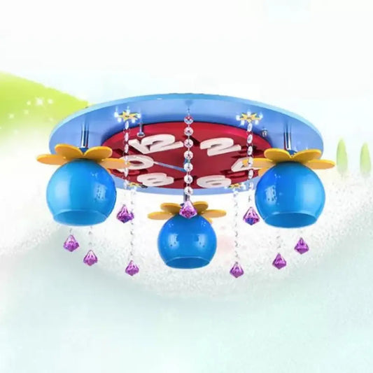 DecorBites™ DecorBites™ Crystal Wood Kid Bedroom Ceiling Mount Light with 3 Head Creative Lamp