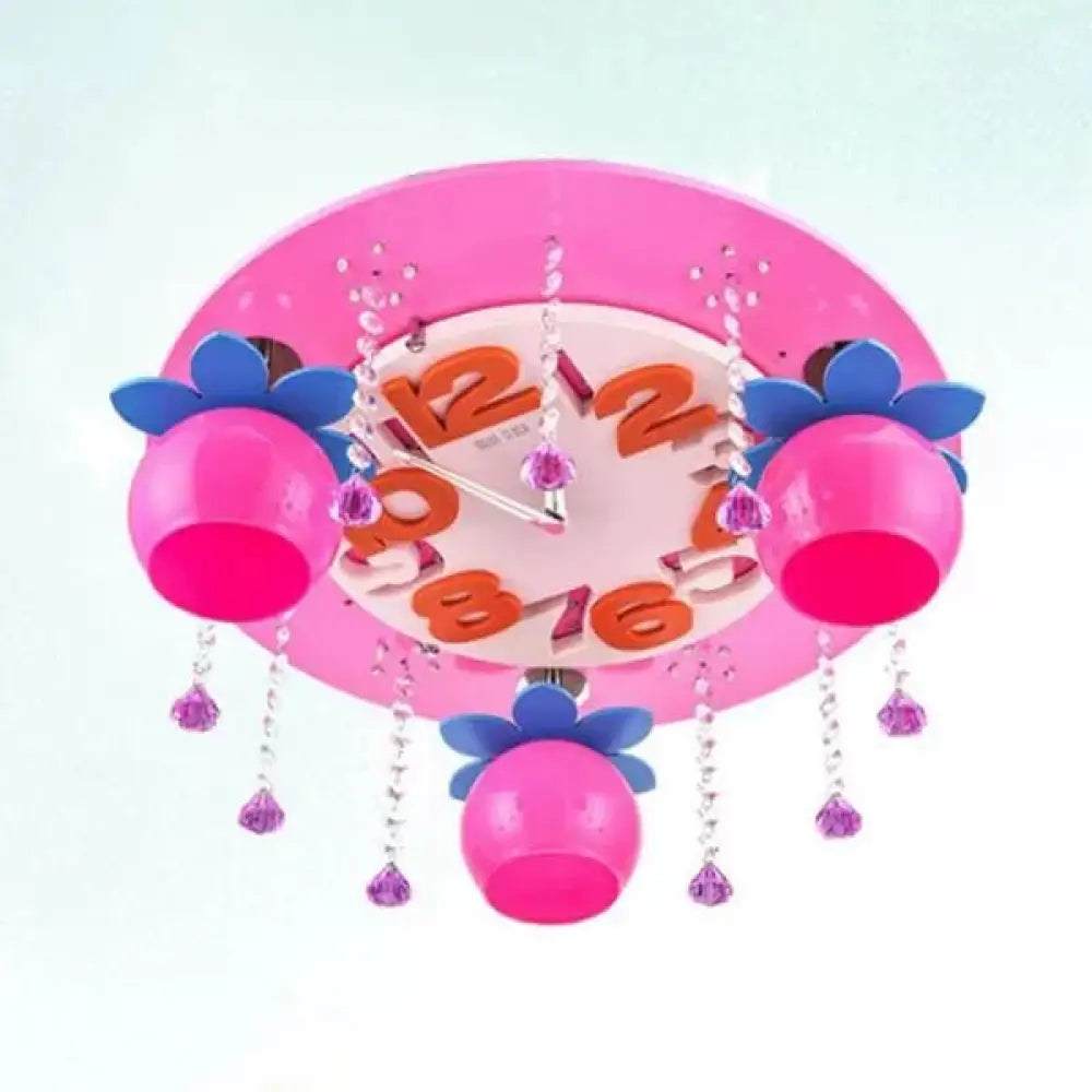 DecorBites™ DecorBites™ Crystal Wood Kid Bedroom Ceiling Mount Light with 3 Head Creative Lamp