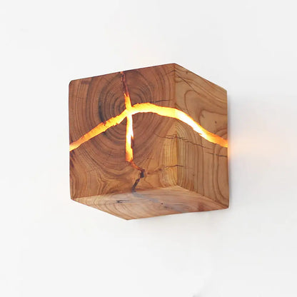 DecorBites™ DecorBites™ Cube Crack Wood Flush Wall Light - Nordic LED Beige Lamp