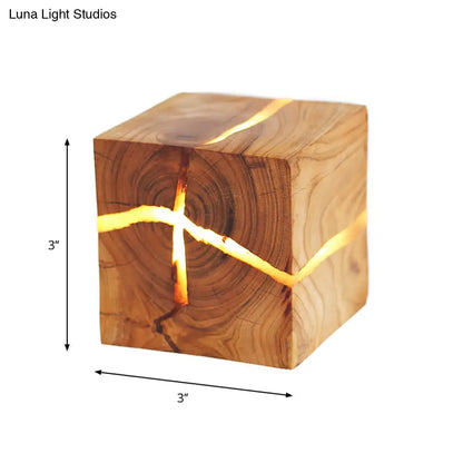 DecorBites™ DecorBites™ Cube Crack Wood Flush Wall Light - Nordic LED Beige Lamp