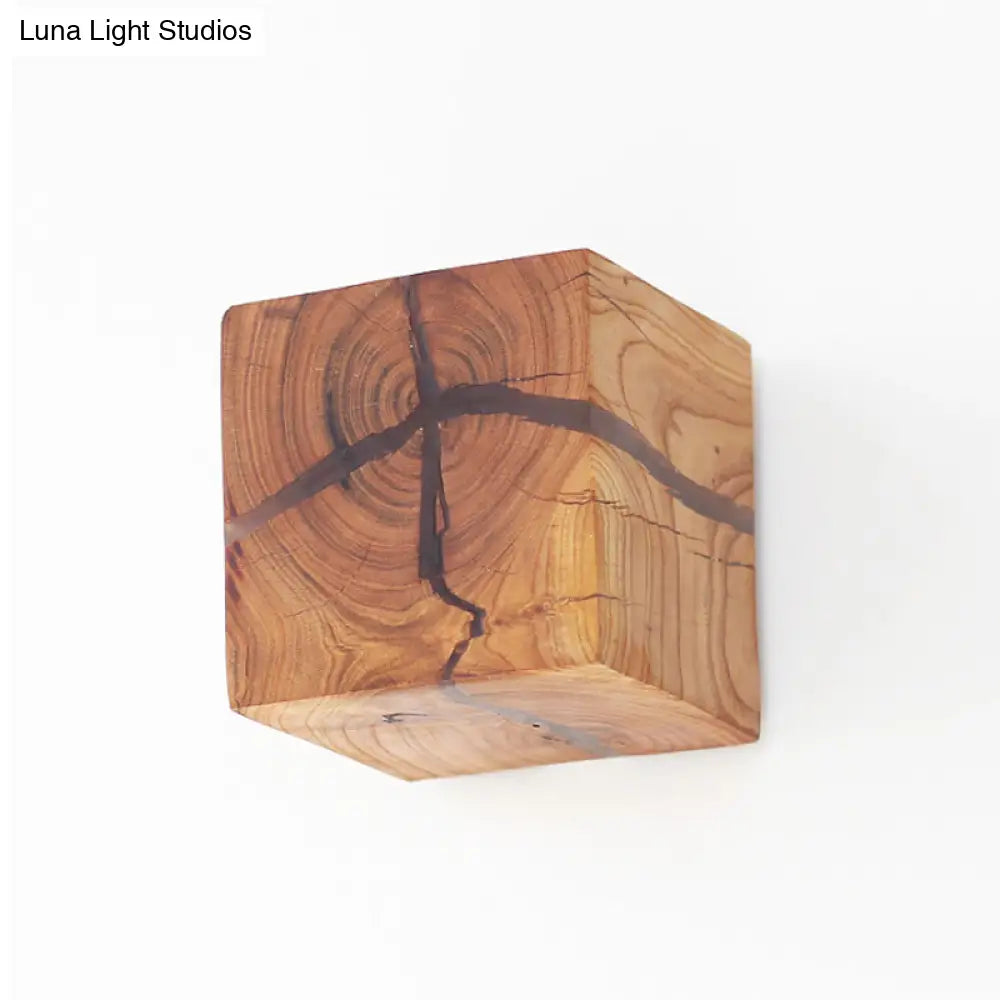 DecorBites™ DecorBites™ Cube Crack Wood Flush Wall Light - Nordic LED Beige Lamp