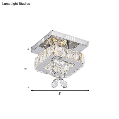 DecorBites™ Cubic Crystal LED Bedroom Ceiling Light Fixture - 8"/12" Width - Semi Flush Mount - Chrome Finish