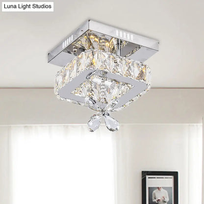 DecorBites™ Cubic Crystal LED Bedroom Ceiling Light Fixture - 8"/12" Width - Semi Flush Mount - Chrome Finish