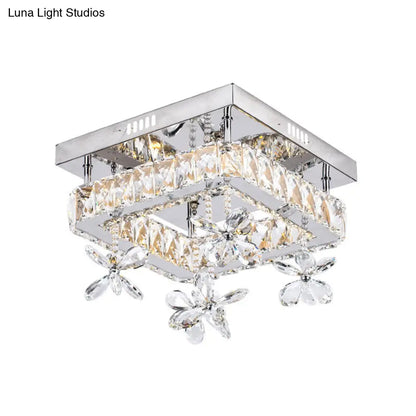 DecorBites™ Cubic Crystal LED Bedroom Ceiling Light Fixture - 8"/12" Width - Semi Flush Mount - Chrome Finish