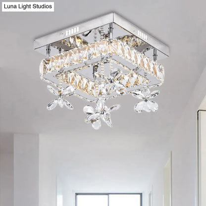DecorBites™ Cubic Crystal LED Bedroom Ceiling Light Fixture - 8"/12" Width - Semi Flush Mount - Chrome Finish