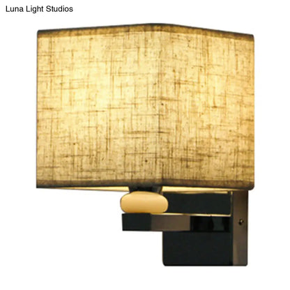 DecorBites™ DecorBites™ Cubic Nordic Wall Sconce: Beige/White/Flaxen Fabric, 1-Light Fixture for Dining Room