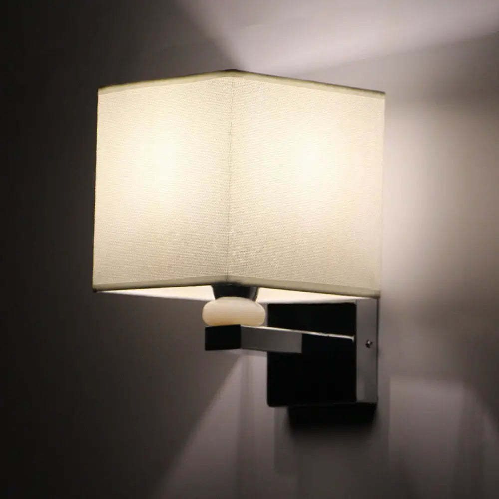 DecorBites™ DecorBites™ Cubic Nordic Wall Sconce: Beige/White/Flaxen Fabric, 1-Light Fixture for Dining Room