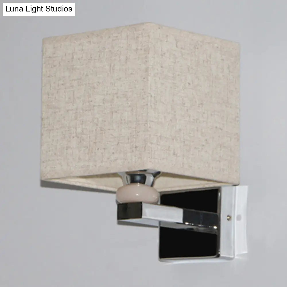 DecorBites™ DecorBites™ Cubic Nordic Wall Sconce: Beige/White/Flaxen Fabric, 1-Light Fixture for Dining Room