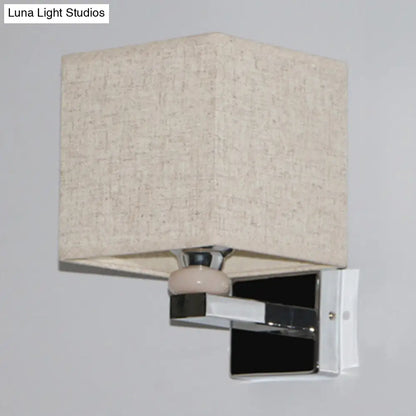 DecorBites™ DecorBites™ Cubic Nordic Wall Sconce: Beige/White/Flaxen Fabric, 1-Light Fixture for Dining Room