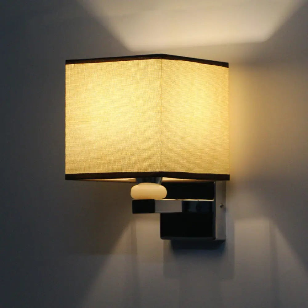 DecorBites™ DecorBites™ Cubic Nordic Wall Sconce: Beige/White/Flaxen Fabric, 1-Light Fixture for Dining Room