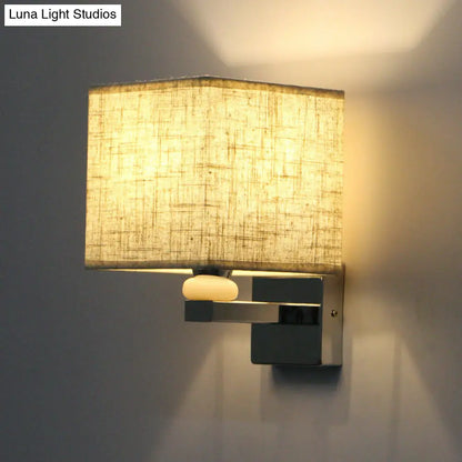 DecorBites™ DecorBites™ Cubic Nordic Wall Sconce: Beige/White/Flaxen Fabric, 1-Light Fixture for Dining Room