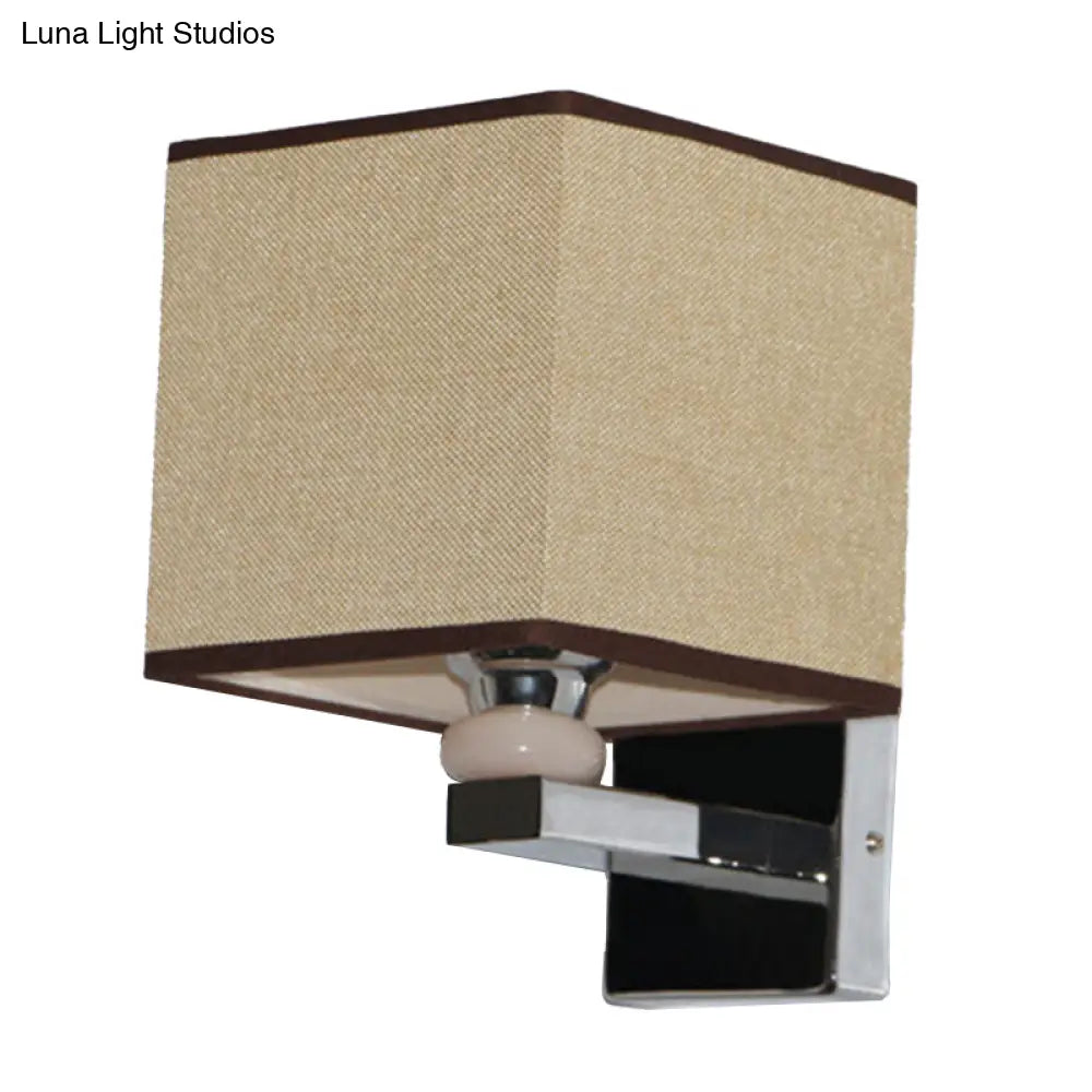 DecorBites™ DecorBites™ Cubic Nordic Wall Sconce: Beige/White/Flaxen Fabric, 1-Light Fixture for Dining Room