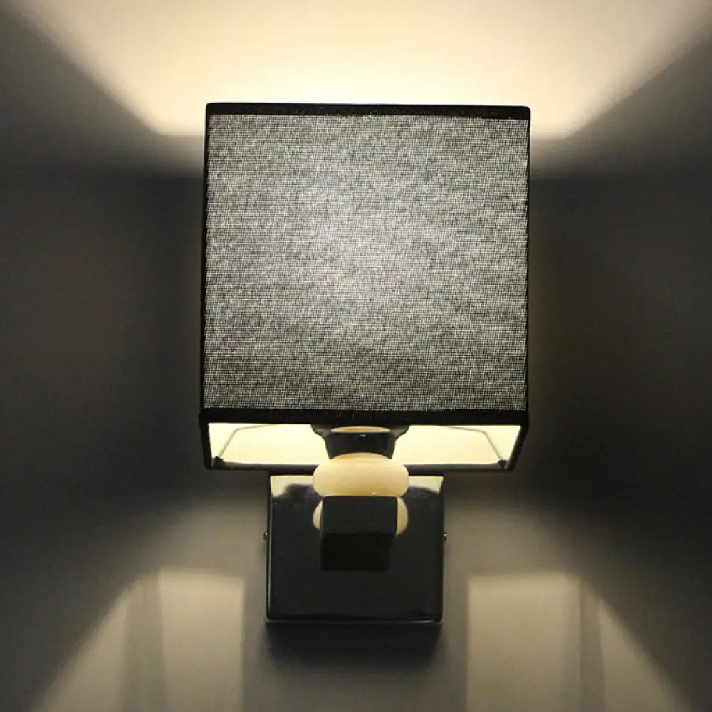 DecorBites™ DecorBites™ Cubic Nordic Wall Sconce: Beige/White/Flaxen Fabric, 1-Light Fixture for Dining Room