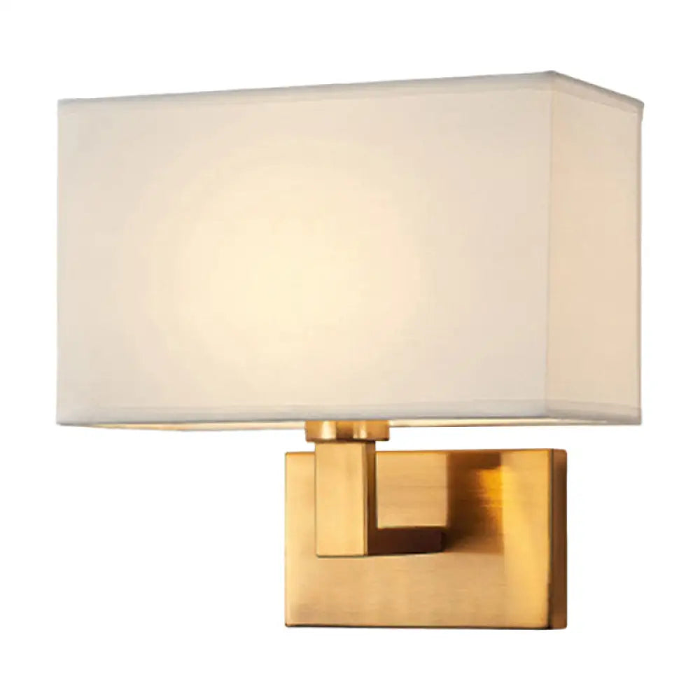 DecorBites™ DecorBites™ Cuboid Sconce Lamp: Modern Fabric Wall Light in White/Beige/Brown with Black/Gold Arm for Bedside Reading