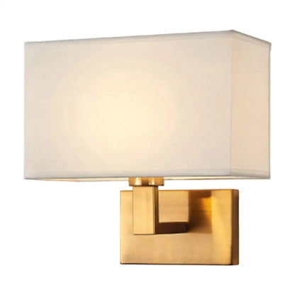 DecorBites™ DecorBites™ Cuboid Sconce Lamp: Modern Fabric Wall Light in White/Beige/Brown with Black/Gold Arm for Bedside Reading