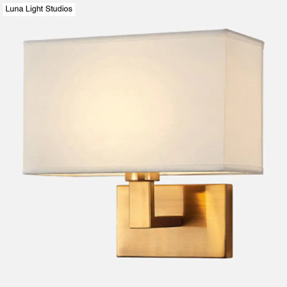 DecorBites™ DecorBites™ Cuboid Sconce Lamp: Modern Fabric Wall Light in White/Beige/Brown with Black/Gold Arm for Bedside Reading