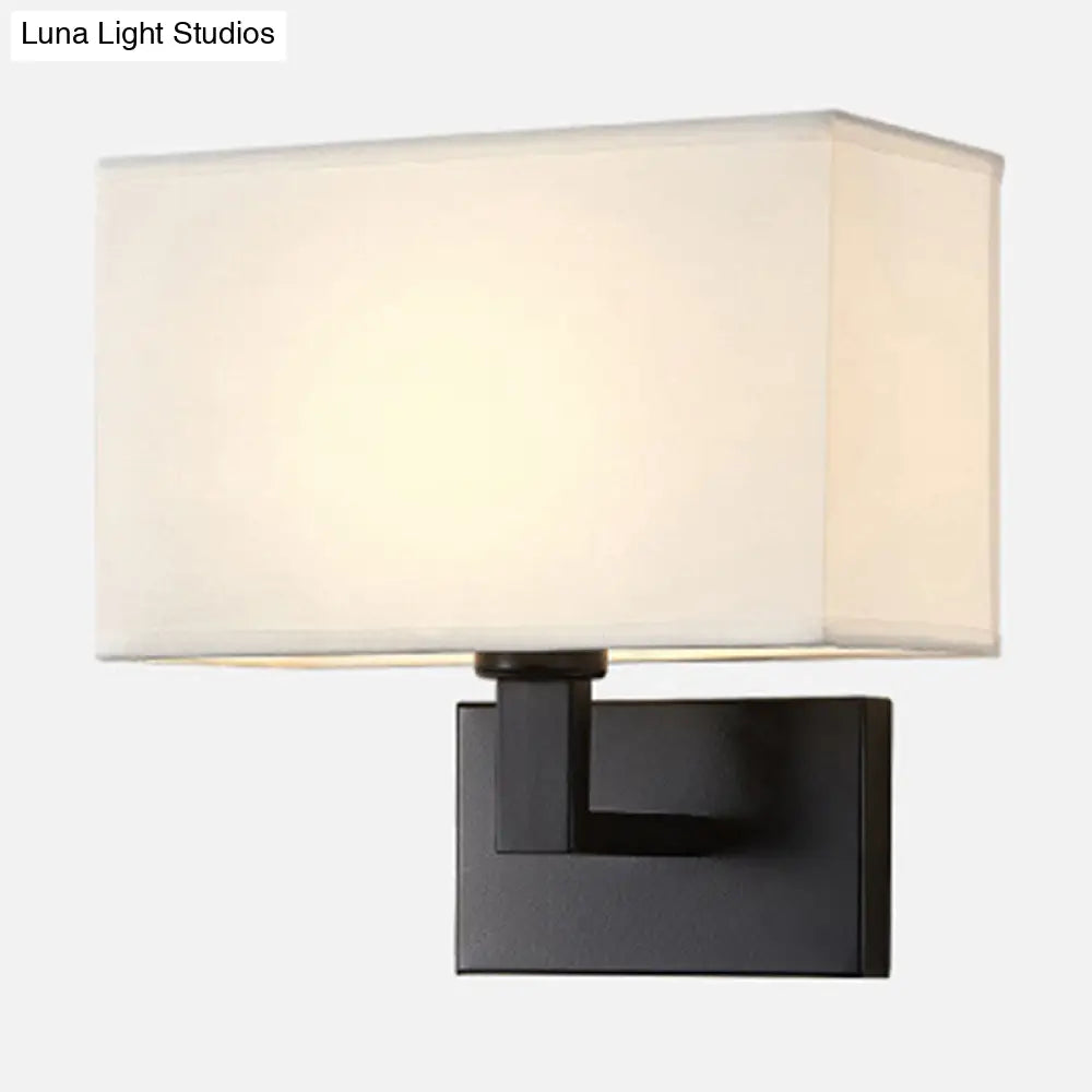 DecorBites™ DecorBites™ Cuboid Sconce Lamp: Modern Fabric Wall Light in White/Beige/Brown with Black/Gold Arm for Bedside Reading