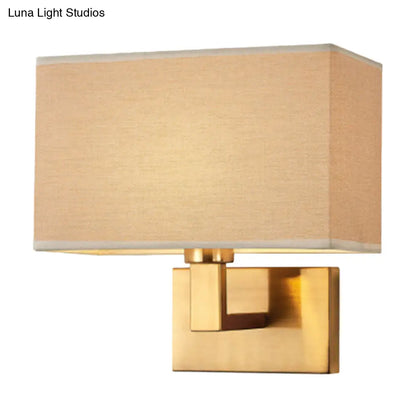 DecorBites™ DecorBites™ Cuboid Sconce Lamp: Modern Fabric Wall Light in White/Beige/Brown with Black/Gold Arm for Bedside Reading