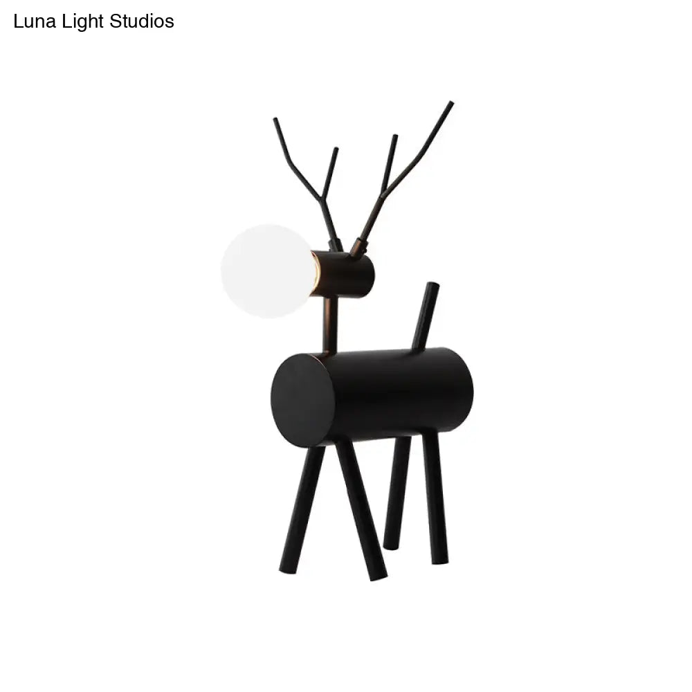 Cursa - Black Metal Deer Nightstand Lamp with Plug-In Cord - Creative Bedroom