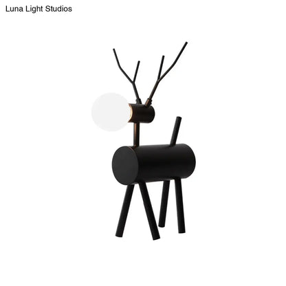 Cursa - Black Metal Deer Nightstand Lamp with Plug-In Cord - Creative Bedroom