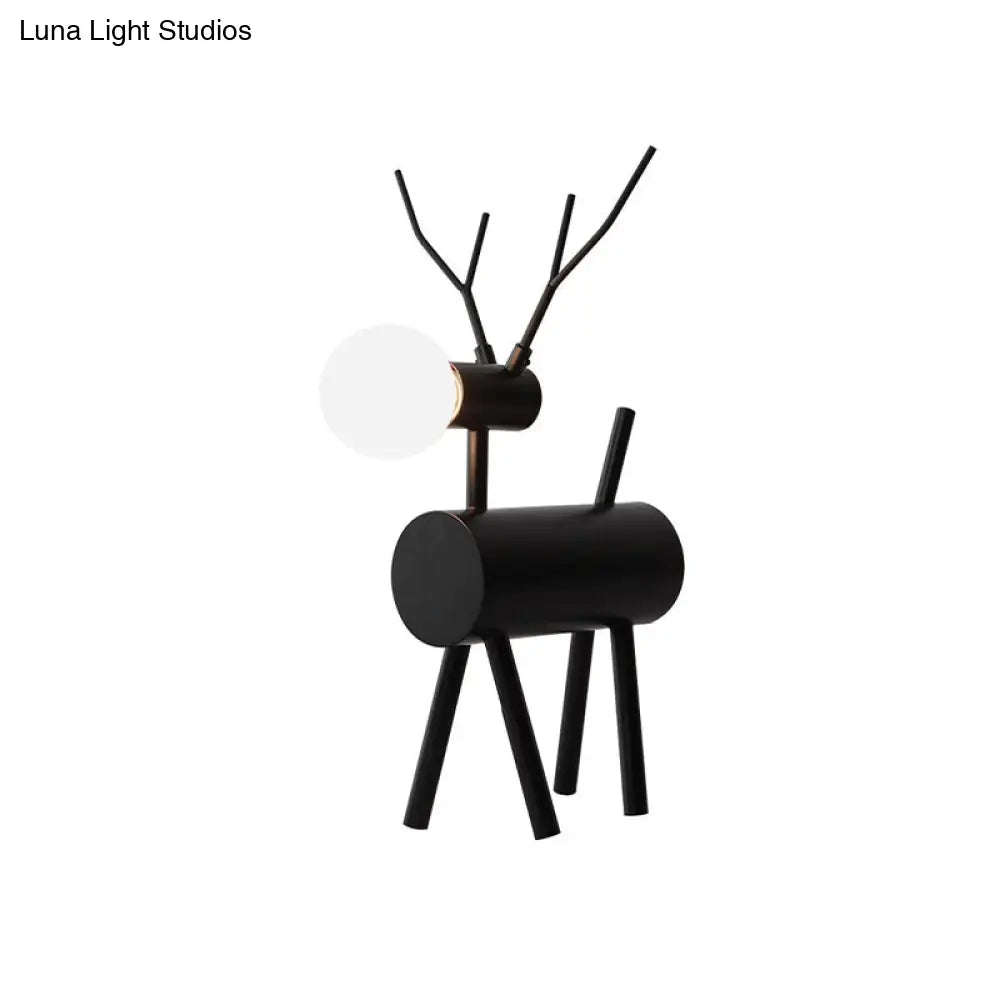 Cursa - Black Metal Deer Nightstand Lamp with Plug-In Cord - Creative Bedroom