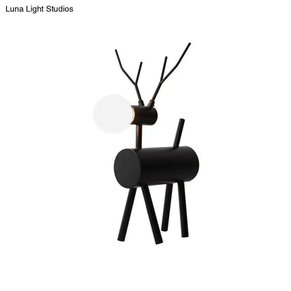 Cursa - Black Metal Deer Nightstand Lamp with Plug-In Cord - Creative Bedroom