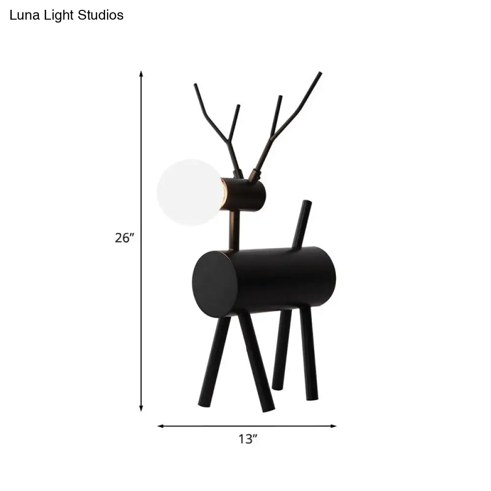 Cursa - Black Metal Deer Nightstand Lamp with Plug-In Cord - Creative Bedroom