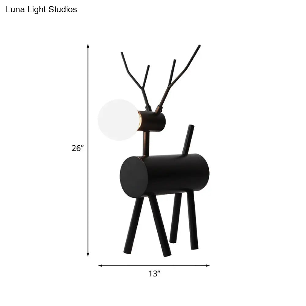 Cursa - Black Metal Deer Nightstand Lamp with Plug-In Cord - Creative Bedroom
