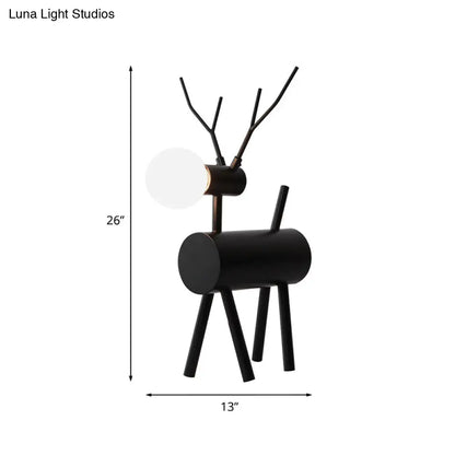 Cursa - Black Metal Deer Nightstand Lamp with Plug-In Cord - Creative Bedroom