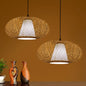 Curved Bamboo Pendant Drum Light with Tradition Design - 12"/14"/16" Wide Hanging Lamp Kit